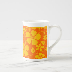 HAWAIIAN HULA (HIBISCUS) ORANGE MIX BONE CHINA MUG