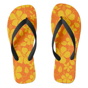 HAWAIIAN HULA (HIBISCUS) ORANGE MIX THONGS