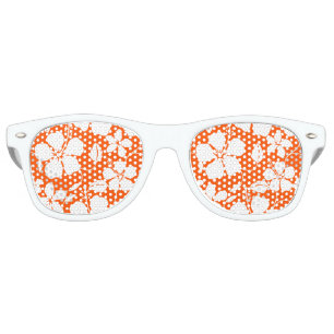 HAWAIIAN HULA (HIBISCUS) ORANGE RETRO SUNGLASSES