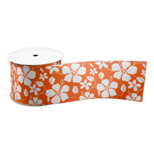 HAWAIIAN HULA (HIBISCUS) ORANGE SATIN RIBBON