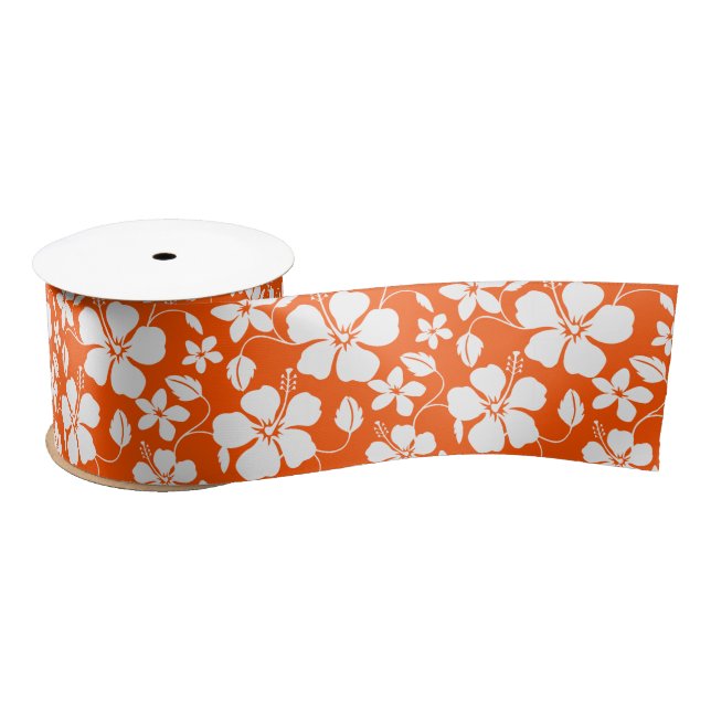 HAWAIIAN HULA (HIBISCUS) ORANGE SATIN RIBBON (Spool)