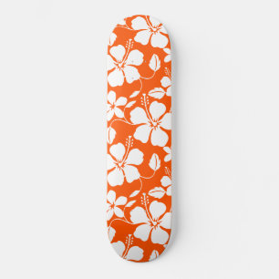 HAWAIIAN HULA (HIBISCUS) ORANGE SKATEBOARD