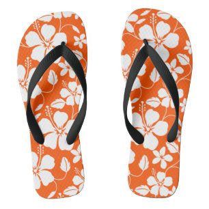 HAWAIIAN HULA (HIBISCUS) ORANGE THONGS