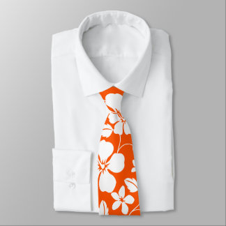 HAWAIIAN HULA (HIBISCUS) ORANGE TIE