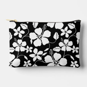 HAWAIIAN HULA (HIBISCUS) PATTERN IN BLACK ACCESSORY POUCH