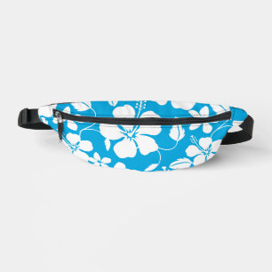 HAWAIIAN HULA (HIBISCUS) PATTERN IN BLUE BUM BAGS