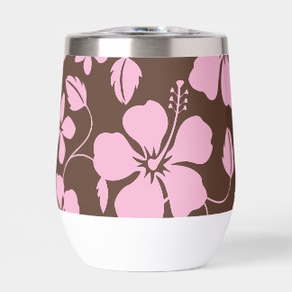 HAWAIIAN (HULA) HIBISCUS PATTERN IN BROWN/PINK