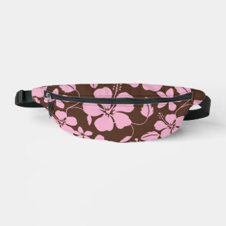 HAWAIIAN HULA (HIBISCUS) PATTERN IN BROWN/PINK BUM BAGS