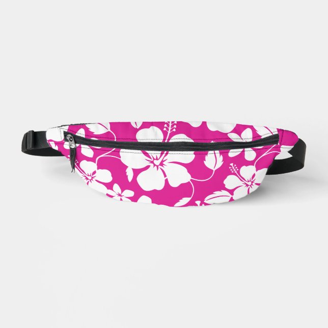 HAWAIIAN HULA (HIBISCUS) PATTERN IN HOT PINK BUM BAGS (Front)