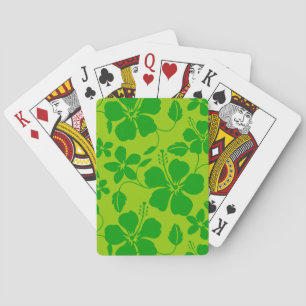 HAWAIIAN HULA (HIBISCUS) PATTERN in LEMON LIME Playing Cards