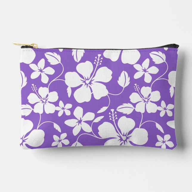HAWAIIAN HULA (HIBISCUS) PATTERN IN LIGHT PURPLE ACCESSORY POUCH (Front)