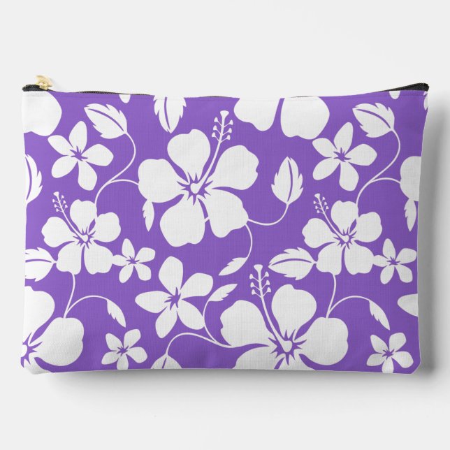 HAWAIIAN HULA (HIBISCUS) PATTERN IN LIGHT PURPLE ACCESSORY POUCH (Front)