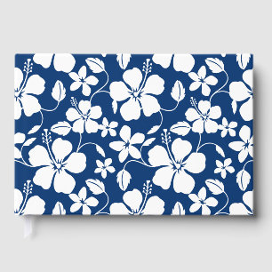 HAWAIIAN HULA (HIBISCUS) PATTERN IN NAVY GUEST BOOK