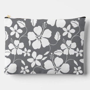 HAWAIIAN HULA (HIBISCUS) PATTERN IN PEWTER ACCESSORY POUCH