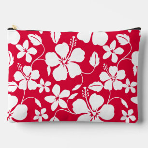 HAWAIIAN HULA (HIBISCUS) PATTERN IN RED ACCESSORY POUCH