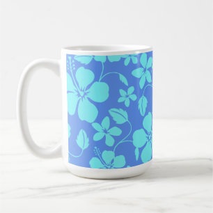HAWAIIAN HULA (HIBISCUS) PERIWINKLE/TEAL COFFEE MUG