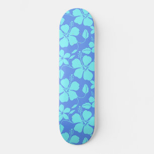 HAWAIIAN HULA (HIBISCUS) PERIWINKLE/TEAL SKATEBOARD