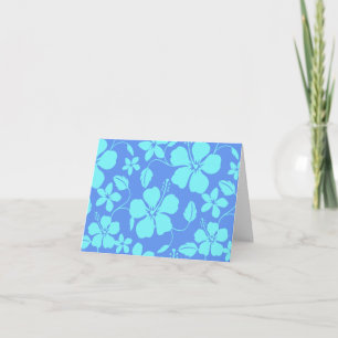 HAWAIIAN HULA (HIBISCUS) PERIWINKLE/TEAL THANK YOU CARD