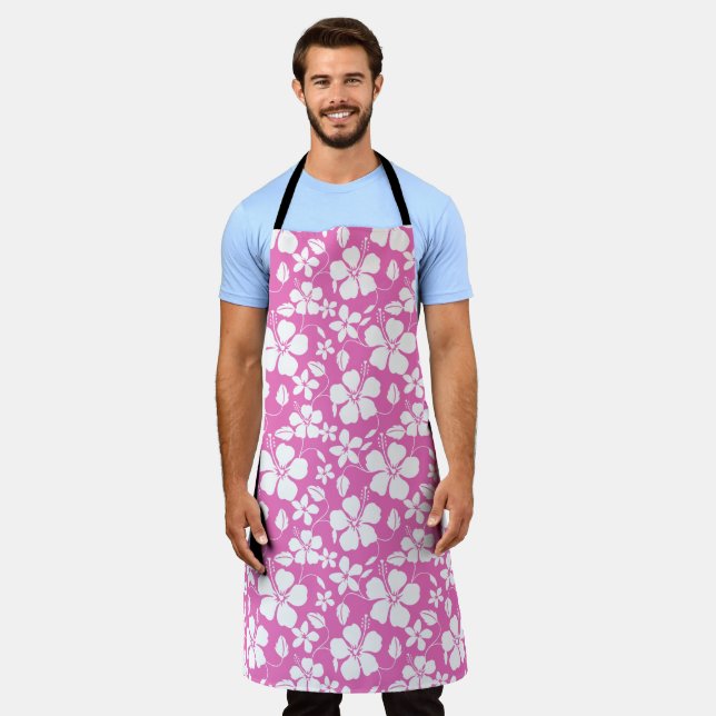 HAWAIIAN HULA (HIBISCUS) PINK APRON (Worn)