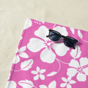 HAWAIIAN HULA (HIBISCUS) PINK BEACH TOWEL