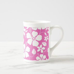 HAWAIIAN HULA (HIBISCUS) PINK BONE CHINA MUG