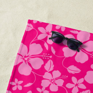 HAWAIIAN HULA (HIBISCUS) PINK GUAVA BEACH TOWEL