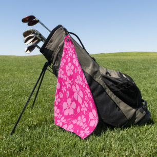 HAWAIIAN HULA (HIBISCUS) PINK GUAVA GOLF TOWEL