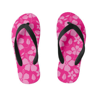 HAWAIIAN HULA (HIBISCUS) PINK GUAVA KID'S THONGS