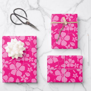 HAWAIIAN HULA (HIBISCUS) PINK GUAVA WRAPPING PAPER SHEET
