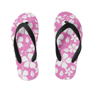 HAWAIIAN HULA (HIBISCUS) PINK KID'S THONGS
