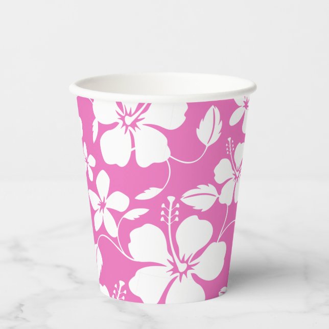 HAWAIIAN HULA (HIBISCUS) PINK PAPER CUPS (Front)