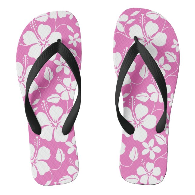 HAWAIIAN HULA (HIBISCUS) PINK THONGS (Footbed)
