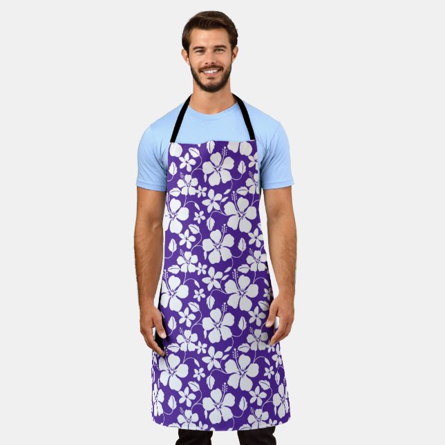 HAWAIIAN HULA (HIBISCUS) PURPLE APRON (Worn)