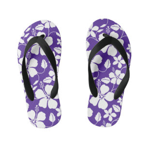 HAWAIIAN HULA (HIBISCUS) PURPLE KID'S THONGS