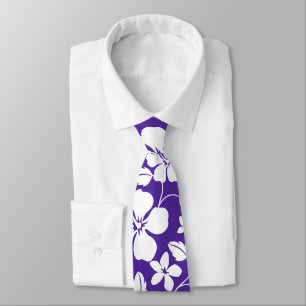 HAWAIIAN HULA (HIBISCUS) PURPLE NECK TIE