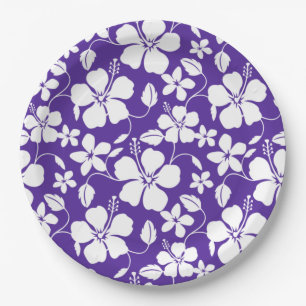 HAWAIIAN HULA (HIBISCUS) PURPLE PAPER PLATE