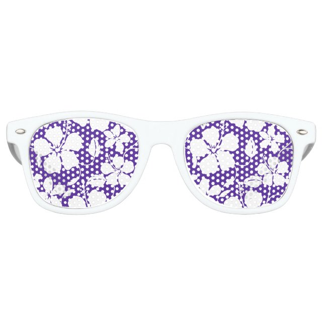 HAWAIIAN HULA (HIBISCUS) PURPLE RETRO SUNGLASSES (Front)