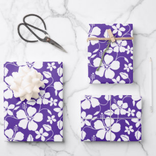 HAWAIIAN HULA (HIBISCUS) PURPLE WRAPPING PAPER SHEET