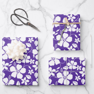 HAWAIIAN HULA (HIBISCUS) PURPLE WRAPPING PAPER SHEET