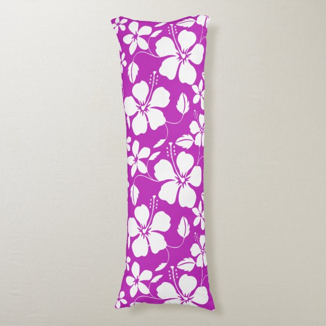 HAWAIIAN HULA (HIBISCUS) RASPBERRY BODY CUSHION (Front Vertical)