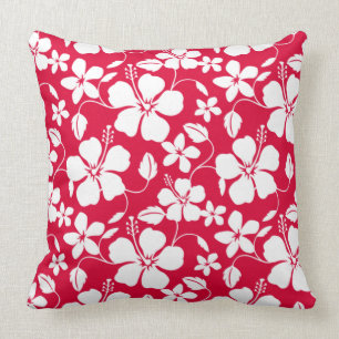 HAWAIIAN HULA (HIBISCUS) RED CUSHION