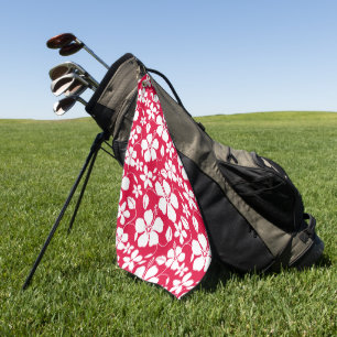 HAWAIIAN HULA (HIBISCUS) RED GOLF TOWEL