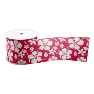 HAWAIIAN HULA (HIBISCUS) RED SATIN RIBBON