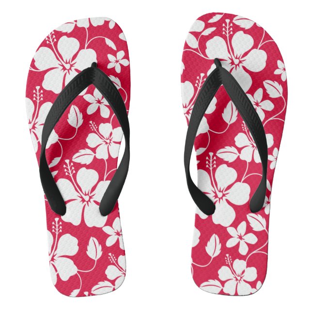 HAWAIIAN HULA (HIBISCUS) RED THONGS (Footbed)