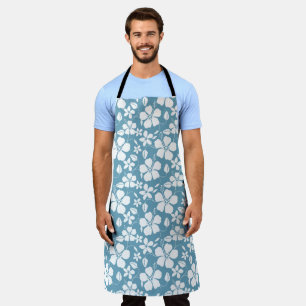 HAWAIIAN HULA (HIBISCUS) SLATE BLUE APRON
