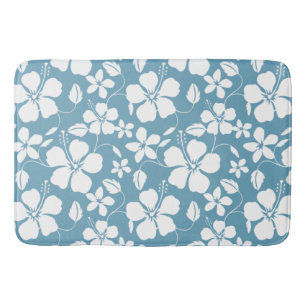 HAWAIIAN HULA (HIBISCUS) SLATE BLUE BATH MAT