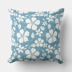 HAWAIIAN HULA (HIBISCUS) SLATE BLUE CUSHION
