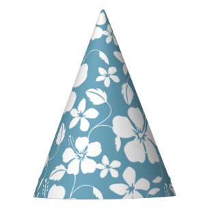 HAWAIIAN HULA (HIBISCUS) SLATE BLUE PARTY HAT