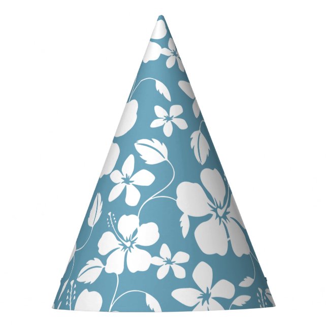 HAWAIIAN HULA (HIBISCUS) SLATE BLUE  PARTY HAT (Front)