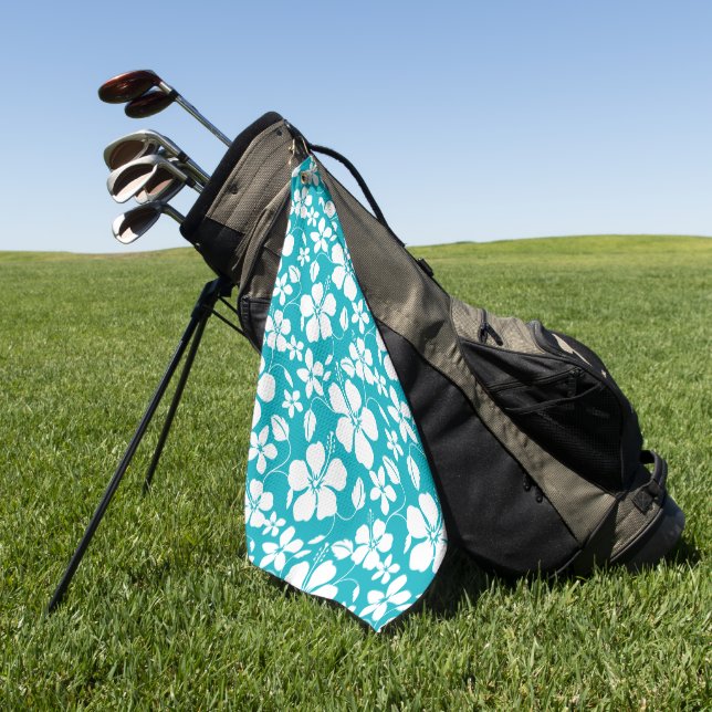 HAWAIIAN HULA (HIBISCUS) TEAL GOLF TOWEL (Green)